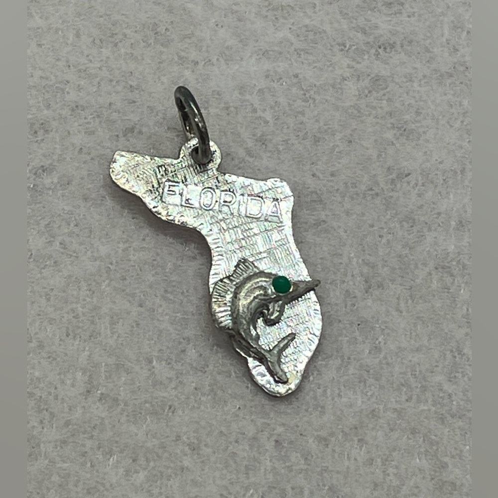 Vtg 925 Sterling Silver Florida State Swordfish Charm / Pendant